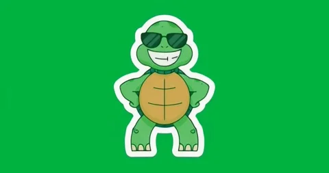On play turtle wearing sunglasses and glowing aura on transparent background Stock Footage 317284874
