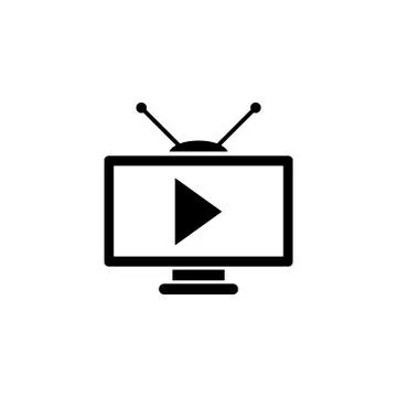 Play TV Channel Program, Television. Flat Vector Icon illustration. Simple bl Stock Illustration