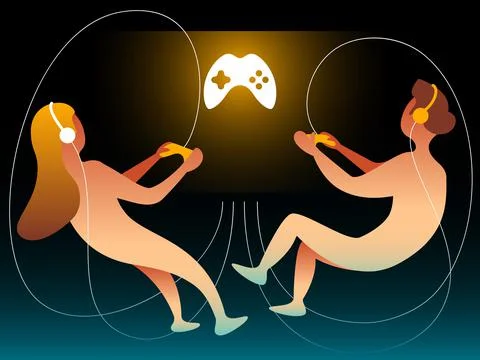 Play on tv. Vector composition in gradient style Stock Illustration