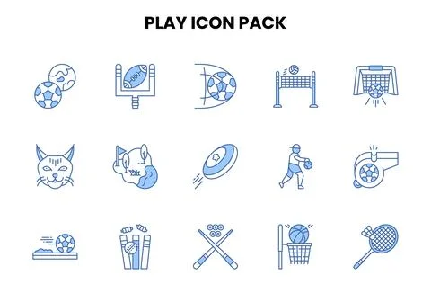 Play Two Color Blue Scalable Icons Pack Stock Illustration
