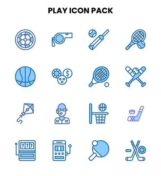 Play Two Colour Bundle Icons Pack Stock Illustration