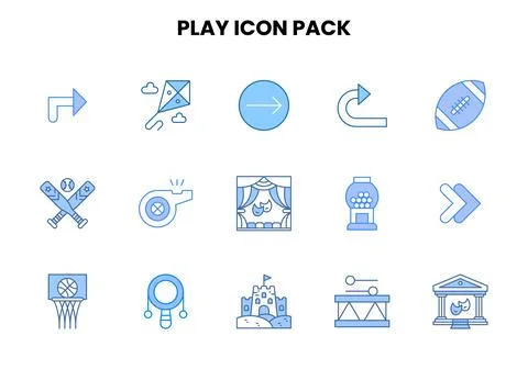 Play Two Colour Graphics Icons Pack Stock Illustration