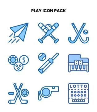 Play Two Colour Scalable Icons Pack Stock Illustration