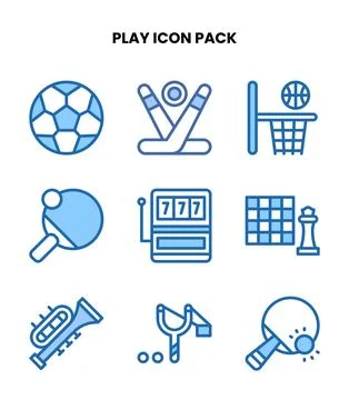 Play Two Colour Set Icons Pack Stock Illustration