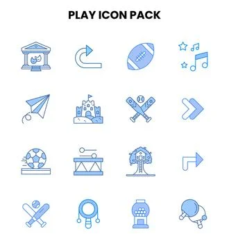 Play Two Colour UI Icons Pack Stock Illustration