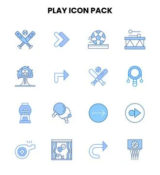 Play Two Colour Vector Icons Pack 스톡 일러스트