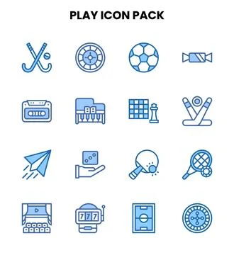 Play Two Colour Vector Icons Pack Stock Illustration