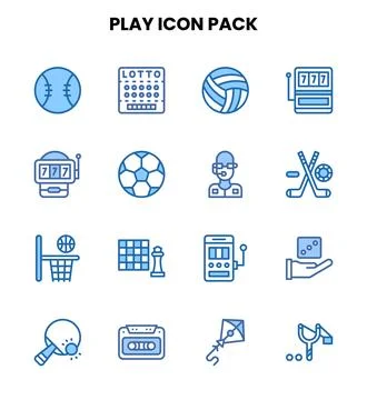 Play Two Colour Vector Icons Pack Stock Illustration