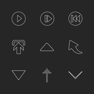 Play , upload ,  arrows , directions , left , right , pointer ,eps icons set  Stock Illustration