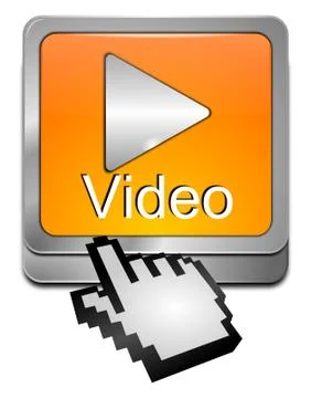 Play Video Button with cursor - 3D illustration Stock Illustration