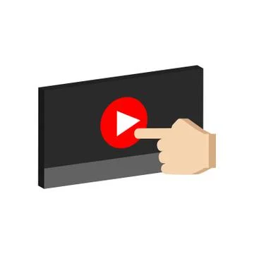 Play video concept symbol. Flat Isometric Icon or Logo. 3D Style Pictogram fo Illustrazione stock