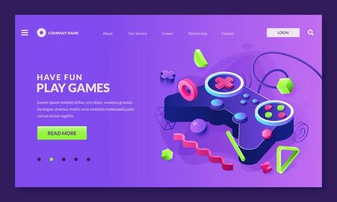 Play video game concept. Vector 3d isometric illustration of controller or jo Stock Illustration