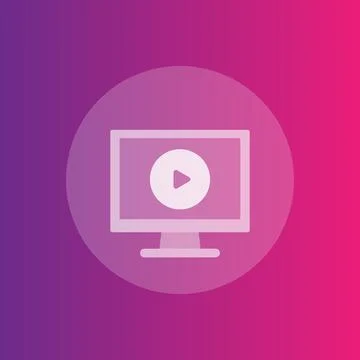 Play video icon, computer screen and play button 스톡 일러스트