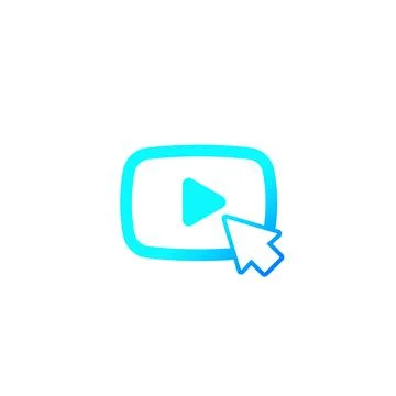 Play video icon with cursor, vector logo Stock Illustration