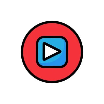 Play video player button media streaming vector outline icon Stock Illustration