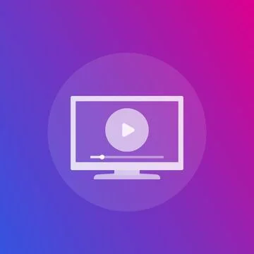 Play video, player on screen vector icon イラスト素材