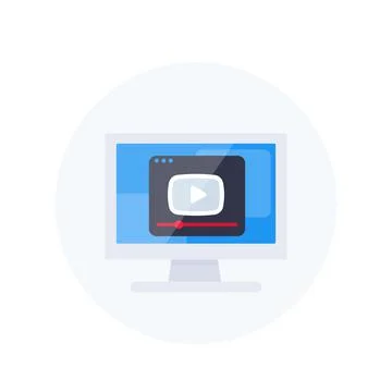 Play video, player window on computer screen vector icon Stock Illustration