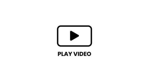 Play video text with play button animation isolated on white background Stock Footage 345477408