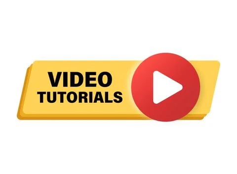 Play video tutorials icon in flat style. Education software vector illustra.. Stock Illustration