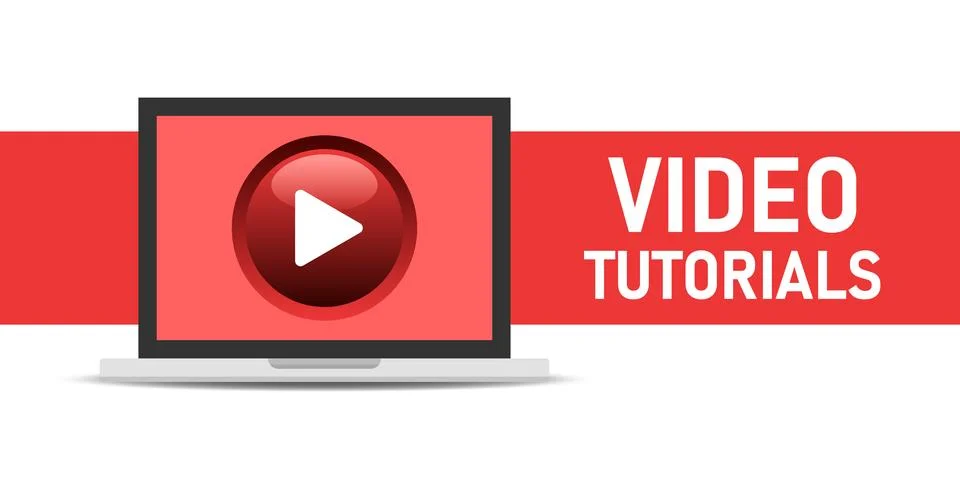 Play video tutorials icon in flat style. Education software vector illustra.. Stock Illustration