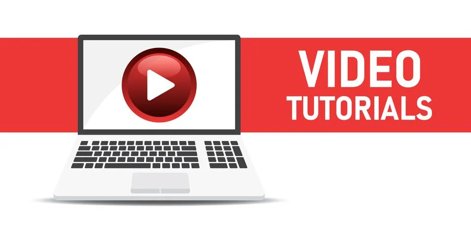 Play video tutorials icon in flat style. Education software vector illustra.. Stock Illustration