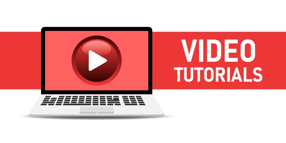 Play video tutorials icon in flat style. Education software vector illustra.. Stock Illustration