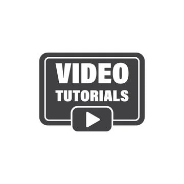 Play video tutorials icon in flat style. Education software vector illustra.. Stock Illustration