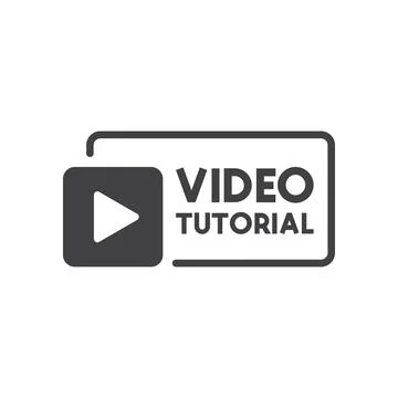 Play video tutorials icon in flat style. Education software vector illustra.. Stock Illustration