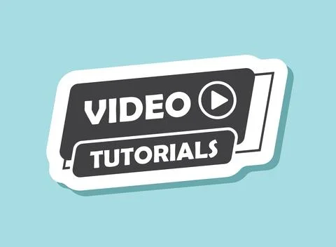 Play video tutorials sticker icon in flat style. Education software vector .. Stock Illustration