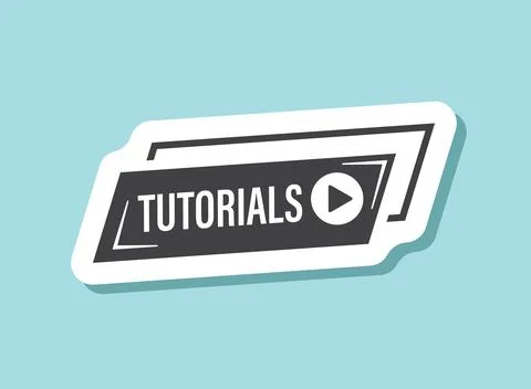 Play video tutorials sticker icon in flat style. Education software vector .. Stock Illustration