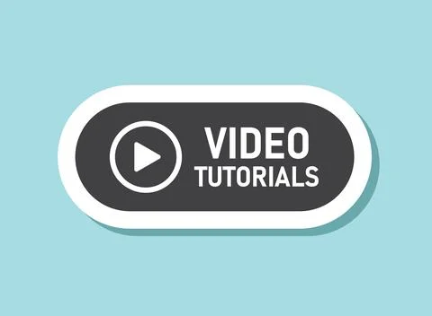 Play video tutorials sticker icon in flat style. Education software vector .. Stock Illustration