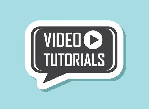 Play video tutorials sticker icon in flat style. Education software vector .. Stock Illustration