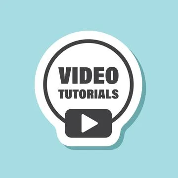 Play video tutorials sticker icon in flat style. Education software vector .. Stock Illustration