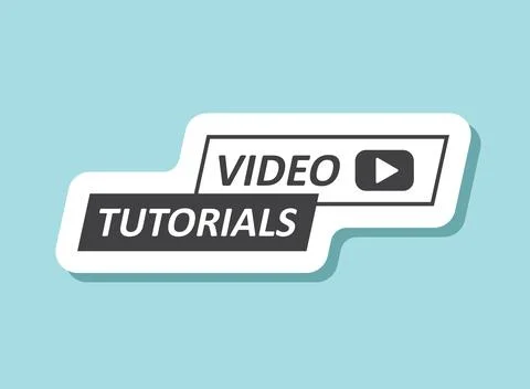 Play video tutorials sticker icon in flat style. Education software vector .. Stock Illustration
