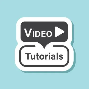 Play video tutorials sticker icon in flat style. Education software vector .. Stock Illustration