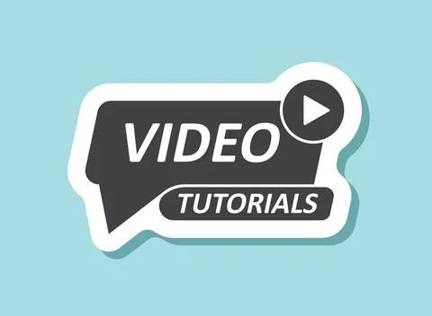 Play video tutorials sticker icon in flat style. Education software vector .. Stock Illustration