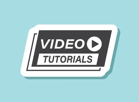 Play video tutorials sticker icon in flat style. Education software vector .. Stock Illustration