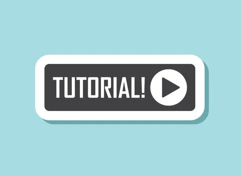 Play video tutorials sticker icon in flat style. Education software vector .. Stock Illustration