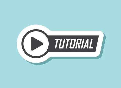 Play video tutorials sticker icon in flat style. Education software vector .. Stock Illustration