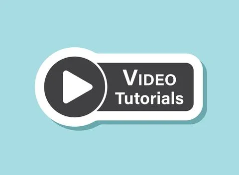 Play video tutorials sticker icon in flat style. Education software vector .. Stock Illustration