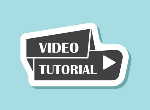 Play video tutorials sticker icon in flat style. Education software vector .. Stock Illustration