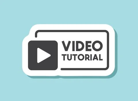 Play video tutorials sticker icon in flat style. Education software vector .. Stock Illustration