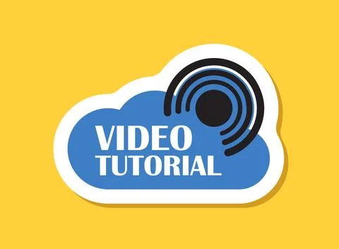 Play video tutorials sticker icon in flat style. Education software vector .. Stock Illustration