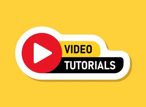 Play video tutorials sticker icon in flat style. Education software vector .. Stock Illustration