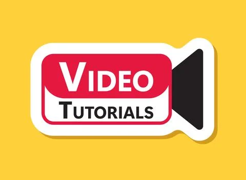 Play video tutorials sticker icon in flat style. Education software vector .. Stock Illustration