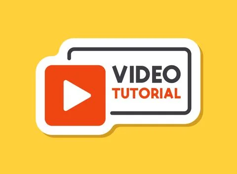 Play video tutorials sticker icon in flat style. Education software vector .. 스톡 일러스트