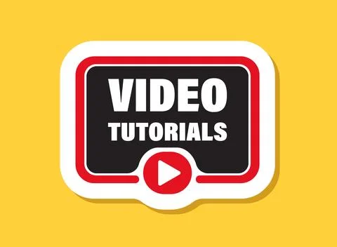 Play video tutorials sticker icon in flat style. Education software vector .. Illustrazione stock