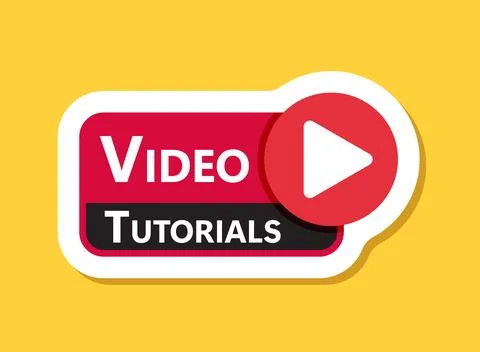 Play video tutorials sticker icon in flat style. Education software vector .. イラスト素材