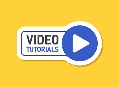 Play video tutorials sticker icon in flat style. Education software vector .. Stock Illustration