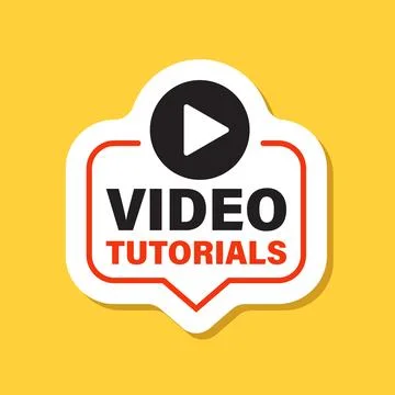 Play video tutorials sticker icon in flat style. Education software vector .. Stock Illustration
